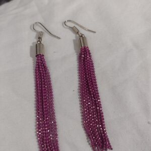 Elegant Pink Tassel Earrings